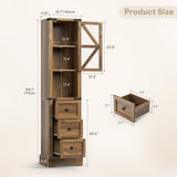 DWVO Tall Bathroom Storage Cabinet, 68" Farmhouse Storage Cabinet with Adjustable Shelves & Storage Drawers, Floor Storage Cabinet for Bathroom, Living Room, Antique Brown DWVO