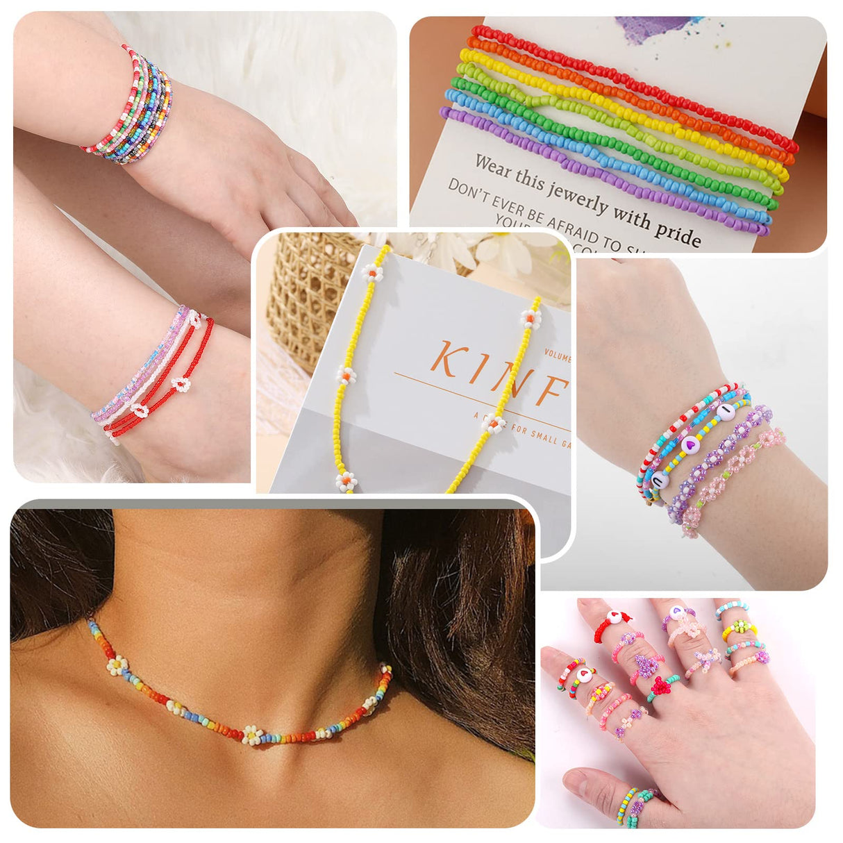 Funtopia 3mm 37000pcs+ Seed Beads for Jewelry Making, 120 Colors Small Glass Beads for Bracelets, Friendship Bracelet Kit with Alphabet Letter Beads Smile Face Beads for DIY, Art and Craft Funtopia