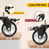 HOLKIE Caster Wheels 4 inch Total Locking Stem Casters, 3/8" -16 x 1 (Stem Diameter 3/8", Stem Length 1") Threaded Stem Casters Swivel Casters Set of 4 Heavy Duty Castors Black HOLKIE