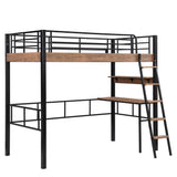 Ball & Cast Metal Twin Loft Bed with Safety Guard & Ladder,Sturdy Metal Bedframe W/Built-in Desk & Storage Shelf,Space Saver,No Box Spring Required,Bedroom Furniture for Boys Girls Teens Adult,Black Ball & Cast