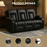 LUCKLIFE Leather Recliner Sofa Set with Manual Recliners,Living Room Furniture Set with Reclining Couch,Loveseat and Armchair,Living Room Chair with Cup Holders,Black (3+2+1) LUCKLIFE