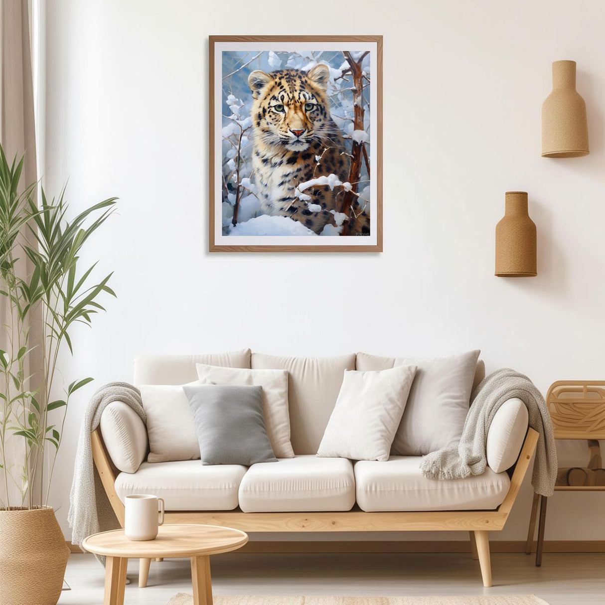 FUKVHIL Paint by Numbers for Adults, Leopard Animal Snow Scene, Paint by Number on Canvas, DIY Oil Painting for Gift Home Wall Decor, 40x50cm, Without Frame FUKVHIL