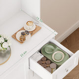 BOTLOG 72" Pantry Cabinet, Tall Storage Cabinet with Microwave Stand, Modern Kitchen Hutch with Glass Doors and Adjustable Shelf for Kitchen, Dining Room, White BOTLOG