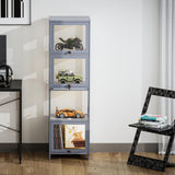 Athena Collection Curio Display Cabinet, 4-Tier Acrylic Display Shelf 55” Tall Display Case for Trophy Figures Curio Collectibles Display Shelves for Living Room Bedroom, Grey Athena Collection