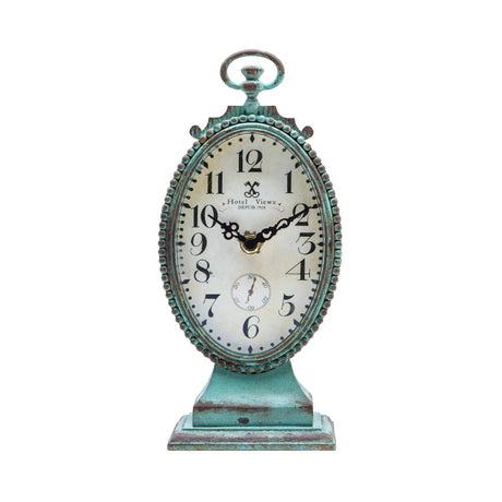 NIKKY HOME Vintage Table Clock - Battery Operated Rustic Distressed Style - Shabby Chic Home Decor for Fireplace Mantel, Shelf, Desktop, Countertop - Green NIKKY HOME