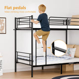Bonnlo Bunk Bed Twin Over Twin with 13 inches Tall Guardrail, Metal Twin Bunk Bed with Flat Rungs Design,No Boxing Spring Needed, Black Bonnlo