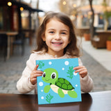 QENSPE Framed 4 Pack Paint by Numbers Kit for Kids,Cute Sea Animals Kids Paint by Number Ages 8-12,Crab and Fish DIY Acrylic Oil Painting Arts on Canvas for Children Beginner,Home Wall Decor (8x8inch) QENSPE