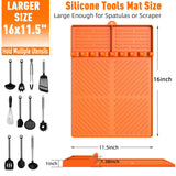 Silicone Grill Mat Compatible with Blackstone, Silicone Griddle Tools Mat with Drip Pad, Spatula Mat for Outdoor Grill Kitchen Counter (Orange) lanlw