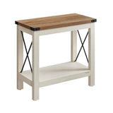 VASAGLE 2-Tier End Table, Side Table with Bottom Shelf, Nightstand for Small Spaces, for Living Room, Bedroom, Farmhouse Style, Rustic White and Honey Brown ULET235W01 VASAGLE