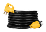 Camco Power Grip 25-Ft 50 Amp RV Extension Cord - Rated for 125/250 V/12,500 W - Features Copper 6/3 + 8/1-Gauge Wires for Superior Conductivity & Coated w/Heat-Resilient PVC (55542) Camco