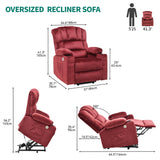 YITAHOME Power Lift Recliners Chair for Elderly with Heat and Massage Electric Recliner Chair for Living Room, 2 Cup Holders, Front and Side Pockets, Remote Control, Burgundy3 YITAHOME