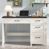 Vabches Farmhouse 47" Executive Desk, Computer Desk with File Drawer and Charging Station, Workstation for Home Office, Study,(Black). Vabches