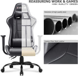 Homall Gaming Chair Computer Office High Back Leather Gamer Desk Chair Ergonomic Adjustable Swivel Racing Chair with Headrest and Lumbar Support (Black) Homall