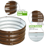 SnugNiture 3 Pcs 2x2x1ft Round Galvanized Raised Garden Bed Kit Outdoor, Metal Planter Box for Planting Plants Vegetables, Brown SnugNiture
