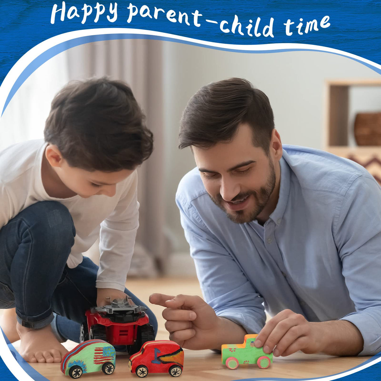 Wettarn 48 Pcs Wood DIY Car Toys, Unfinished Wooden Cars, Paintable Wood Toys, Wooden Crafts for Students Home Activities Craft Projects Easy Woodworking Wettarn