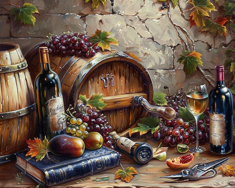 Tucocoo DIY Paint by Numbers for Adults Vintage Wine Fruit DIY Digital Oil Painting Acrylic Paint Fruit Wine Painting Kits Canvas Wall Art Wine Fruit DIY Retro Room Decor 16x20 Inch （Without Frame ） Tucocoo