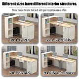 Reception Desk with Counter Modern, 39.4-118.1'', Solid Wood Ecological Board, Large Storage Space,Lockable Storage Drawers, Front Office Desk for Salon, Office, Lobby EQWZUPD