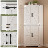 IRONCK Corner Cabinet, 72" Kitchen Pantry Cabinet, 6-Tier Freestanding Farmhouse Pantry with 4 Adjustable Shelves, 240°Swivel Doors, 2 Doors Storage, Spacious Hutch for Kitchen, Living Room, White IRONCK