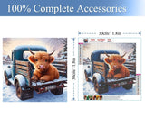 JFYHAB Truck Cow Diamond Painting Kits for Adults DIY 5D Diamond Art Paint with Round Diamonds Full Drill Cow Gem Art Painting Kit for Home Wall Decor Gifts12x12inch JFYHAB