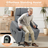 Power Lift Recliner Chair for Elderly, Electric Stand Assist Reclining Chair with Massage and Heat Function, Leather Living Room Furniture, Comfy Single Sofa with Cup Holders, Side Pockets, Gray BRTHORY