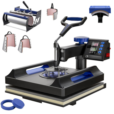 Pterying 8 in 1 Pro Heat Press Machine 15 × 15 Inch, Third Generation 360° Swing Away T Shirt Press Machine with Dual-Tube Heating, Sublimation Heat Press Machine for T Shirts Hat Cap Mug Plate Pterying