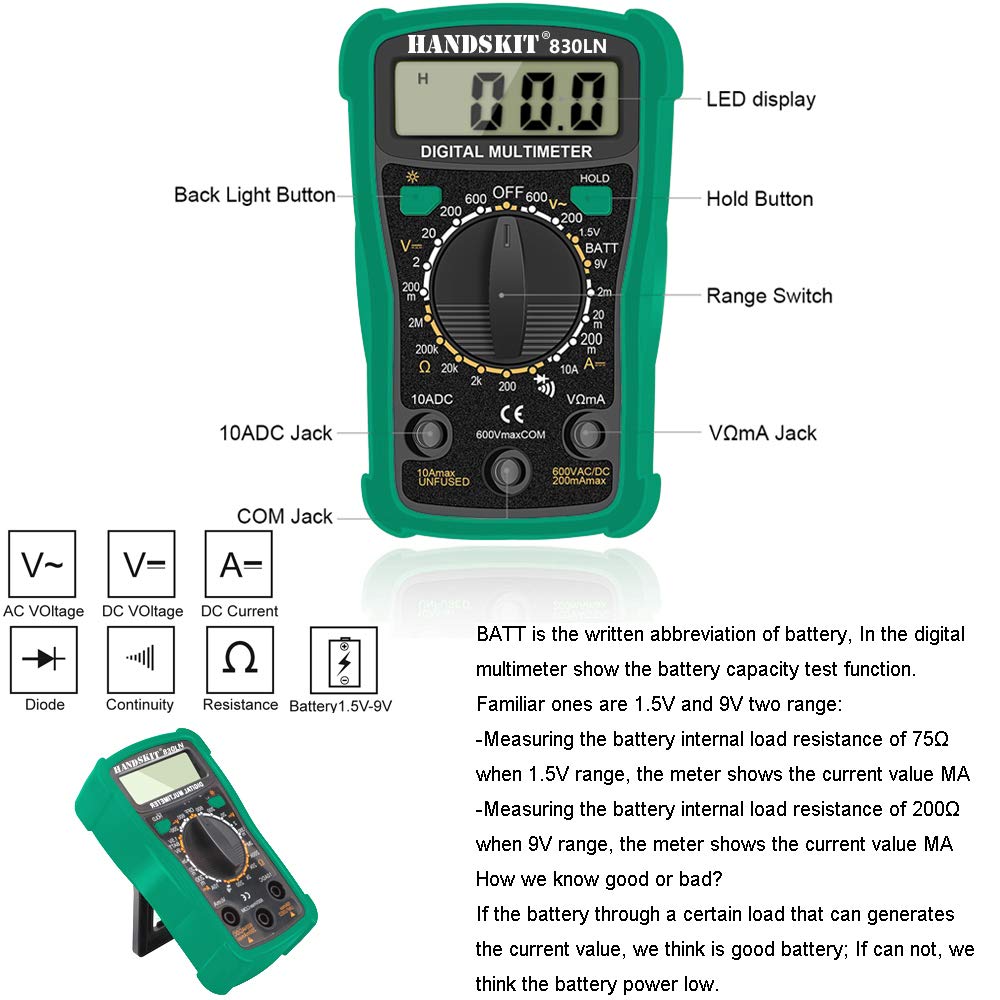 Soldering Iron, Soldering Kit, 19-in-1 60w Soldering Iron Kit Electronics Adjustable Temperature Welding Iron with ON/OFF Switch, Digital Multimeter, 5 Tips, Desoldering Pump, Screwdriver, Tweezers HANDSKIT