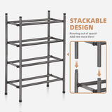 STORAGE MANIAC Expandable Shoe Rack, 8 Pairs Stackable Small Shoe Rack, Metal Adjustable Shoes Organizer for Closet, Entryway, Hallway, Garage, Front Door, Shoes Shelves, Black 2 Tier STORAGE MANIAC