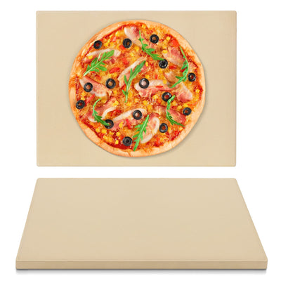 Arcedo Pizza Stone for Oven and Grill 15 x 12 Inch, Rectangular Baking Stone for Bread, Heavy Duty Ceramic Pizza Pan, Thermal Shock Resistant Safe for Bread, Pies and More