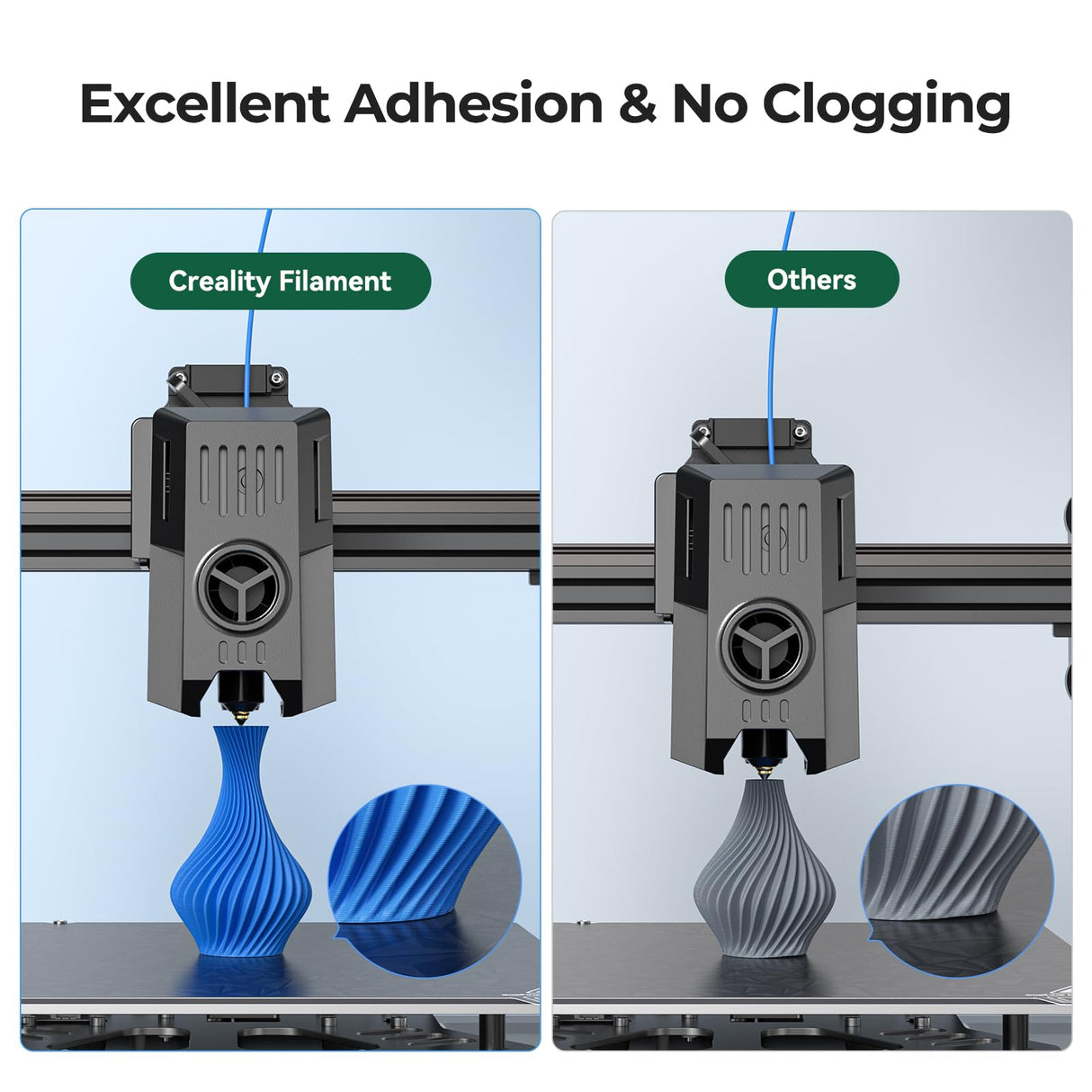 Creality PLA Filament 1.75mm Bundle 2KG, 3D Printer Filament Dimensional Accuracy +/- 0.02mm, No-Tangling Strong Bonding 3D Printing Filament, Fits for Most FDM 3D Printers (Red & Blue) Creality