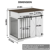 Aoowow Dog Crate Furniture 38" Wooden Dog Kennel Indoor with Sliding Barn Door,Heavy Duty Dog Crate Decorative Dog House with Drawer Dog Cage End Table for Small Medium Dogs,White Aoowow