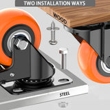 2 Inch Caster Wheels Set of 4, Heavy Duty Casters with Brake, No Noise Locking Swivel Casters with Polyurethane (PU) Wheels, Casters Wheels for Cart, Furniture and Workbench (Two Hardware Include) LUTUMEI