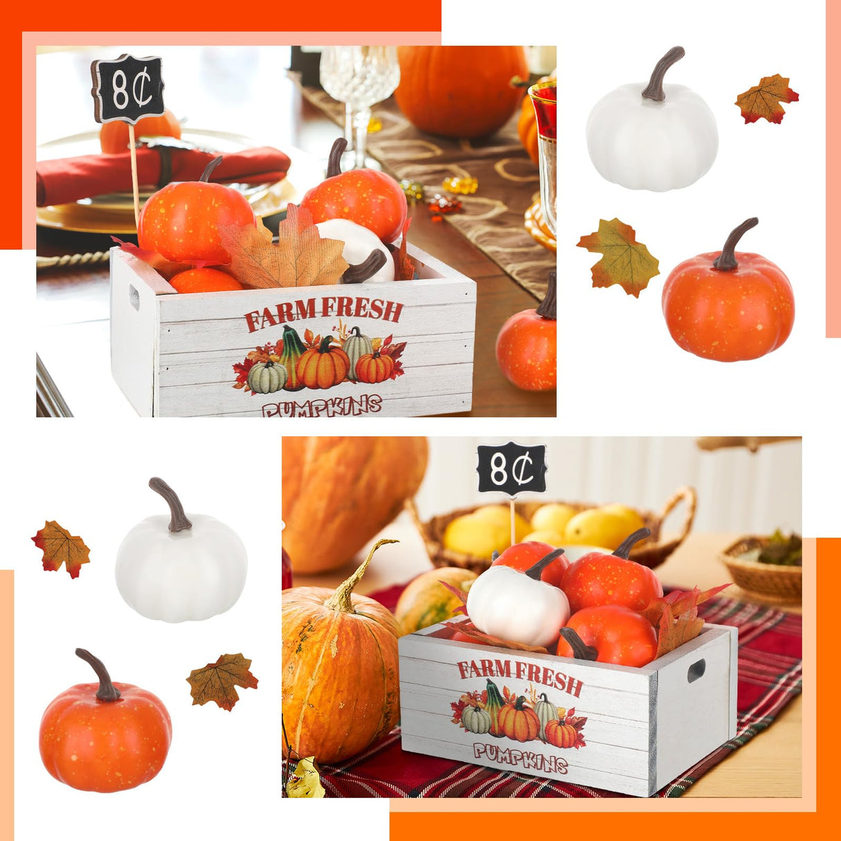 Thyle 16 Pcs Thanksgiving Tiered Tray Decor Fall Mini Wood Crate Thanksgiving Pumpkin Decor Fall Pumpkin Table Centerpiece Maple Leaves Label Farmhouse Wooden Storage Boxes Thyle