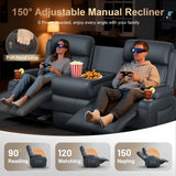 3-Seater Loveseat Recliner Sofa, Home Theater Seating Reclining Couch with Flip Middle Backrest, RV Wall Hugger Sleeper Sofa with Massage, Dawer & Cup Holders, 150° Recline for RV & Living Room TOMOSLTER