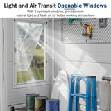 8x6 FT Resin Storage Sheds with Floor and Adjustable Openable Windows, Large Waterproof Garden Sheds with Base, Outside Plastic Sheds with 2 Windows for Backyard Garden Patio Lawn Tools Storage, Gray WELYAS