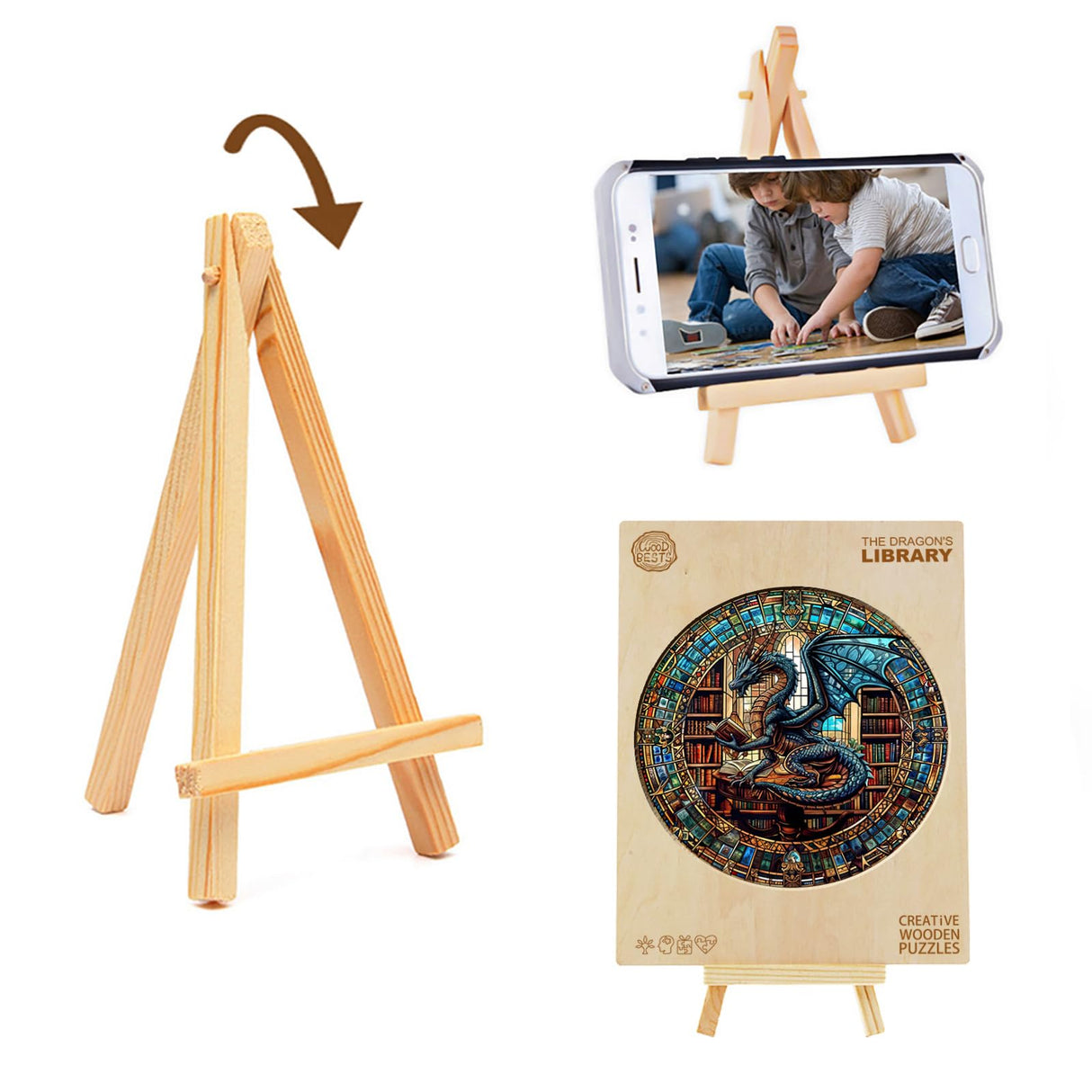 KAAYEE Wooden Puzzles for Adults-Dragon Library Wooden Jigsaw Puzzle Unique Shape Wooden Puzzle Wood Puzzle for Adults,Family Puzzles for Aduls (M-11.4 * 11.4in-200pcs) KAAYEE