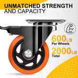 QNCZ 4" Caster Wheels, Outstanding Casters Set of 4 Heavy Duty, Silent Industrial Casters, Locking Casters Wheels for Furniture, Castor Wheels for Cart, Workbench. QNCZ