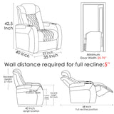 Weilianda Home Theater Seating Top Grain Leather Recliner Chair Dual Power Movie Gaming Sofa Electric Headrest with Tray Table Type-C USB Charge Cup Holders Black Weilianda