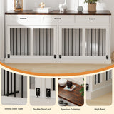 71 inches Extra Large Dog Crate Furniture for 2 Dogs Indoor Wooden Dog Kennel Furniture Large Breed Heavy Duty Dog Crates TV Stand with Removable Divider White NEBZHASK