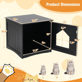 Tangkula Litter Box Enclosure, Cat Litter Box Furniture Hidden, Nightstand Pet House with Magnetic Door, Indoor Cat Washroom for Kitty (Black) Tangkula
