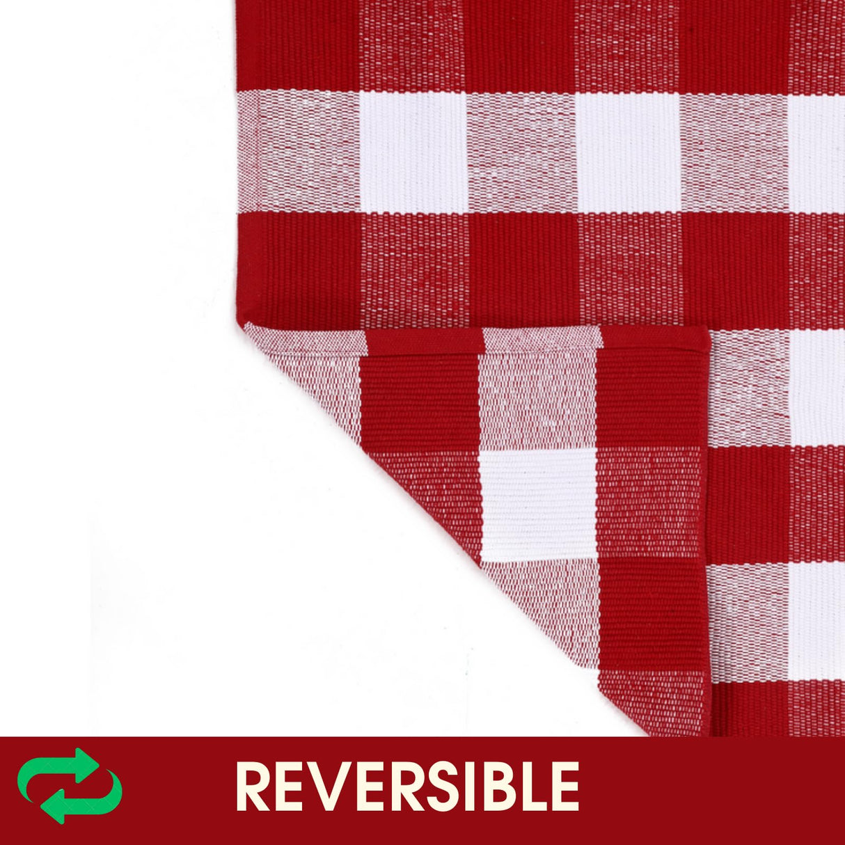 Christmas Red and White Plaid Rug, 28 x 43 Inches Cotton Hand-Woven Layered Door Mat for Front Porch, Entryway, Outdoor Holiday Decor, Washable Buffalo Check Rug for Home, Patio, Kitchen Homydecor