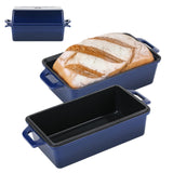 Northriver Casting 2 in 1 Enameled Cast Iron Bread Pan with Lid, Perfect Bread Oven, Loaf Pans for Baking Homemade Sourdough Bread 9x5, 2 Piece set, Navy Blue Northriver Casting
