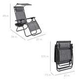 Best Choice Products Folding Zero Gravity Outdoor Recliner Patio Lounge Chair w/Adjustable Canopy Shade, Headrest, Side Accessory Tray, Textilene Mesh - Gray Best Choice Products