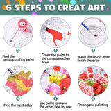 3 Pack Wildflowers Paint by Numbers Kit for Adults with Wooden Frame, Acrylic Paint by Numbers for Adults Beginners, Flowers Painting by Numbers Kits for Adult Gift Home Wall Decor 8x12inch Aestalrcus