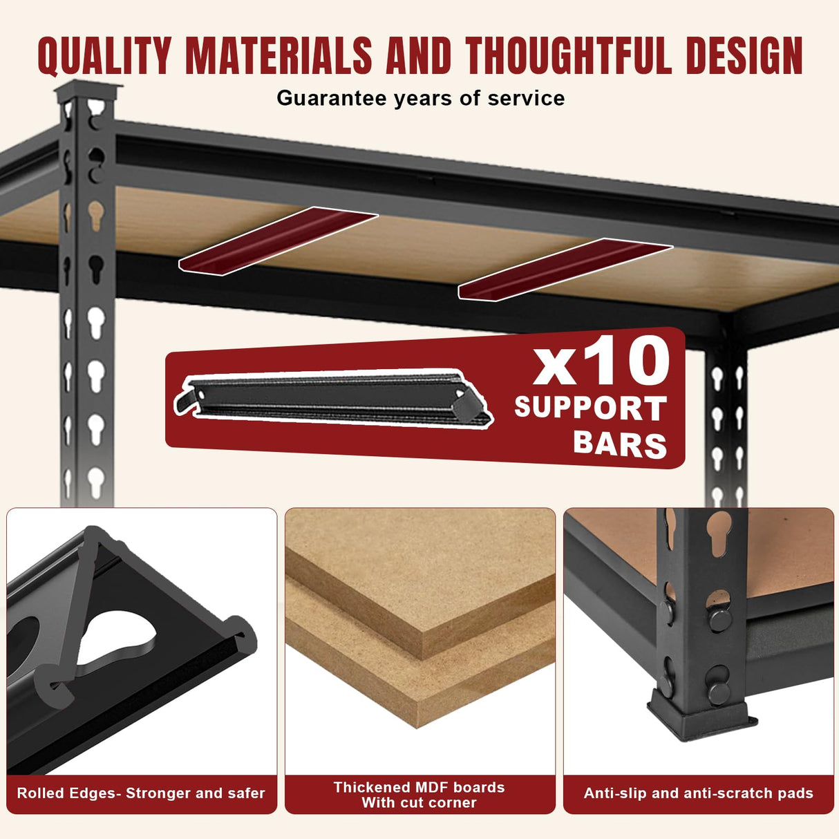 BIG RED 5 Tier Heavy Duty Garage Storage Shelving: Adjustable Metal Utility Shelving Rack for Garage, Basement, Pantry, Closet - 3,000lb Capacity (72"x48"x24") Black BIG RED