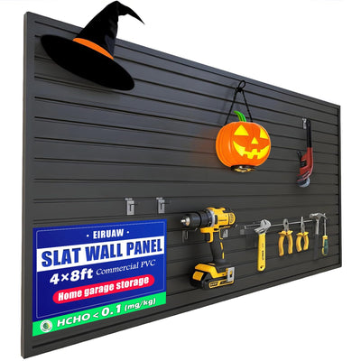 Slat Wall Paneling 4x8FT Black Slatwall Panel - Wall Garage Storage System | Heavy - Duty Industrial PVC Panels for Easy - Install Garage Organization | Sturdy Wall Slats for Home & Bike Rack Storage