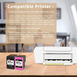 XJI Remanufactured Ink Cartridges Replacement for HP 67XL 67 XL Black Color Combo Pack, for Deskjet Plus 2700 2700e 2755 2755e 2855e 4100 4100e 4155 4155e 4255e Envy Pro 6000 6055e 6400 6455e Printer XJI