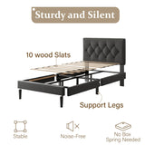 CXVX Twin Size Platform Bed Frame with Upholstered Headboard, Button Tufted Design, Strong Wooden Slats, No Box Spring Needed, Easy Assembly, Noise Free CXVX