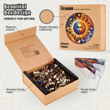 LEOGOR Extra Large Wooden Puzzles for Adults 500 Piece – Colorful Mosaic Sun and Moon Puzzle with Unique Laser Cut Animal-Shaped Wood Pieces – Challenging Jigsaw, 17.8'' x 17.8'' LEOGOR