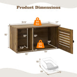 Giantex Cat Litter Box Enclosure - Litter Box Hidden Furniture with Louvered Door, Front Entry, Storage Cabinet, Farmhouse Wooden Cat Washroom Pet House Coffee Table, Fit Most of Litter Box, Brown Giantex