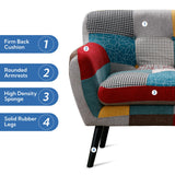 Bonzy Home Modern Boho Loveseat Couch Sofa Chair for Living Room Bedroom, Upholstered Colorful Plaid Fabric 2-Seat Love Seat Sofa with Wood Leg for Small Space, One Loveseat Bonzy Home